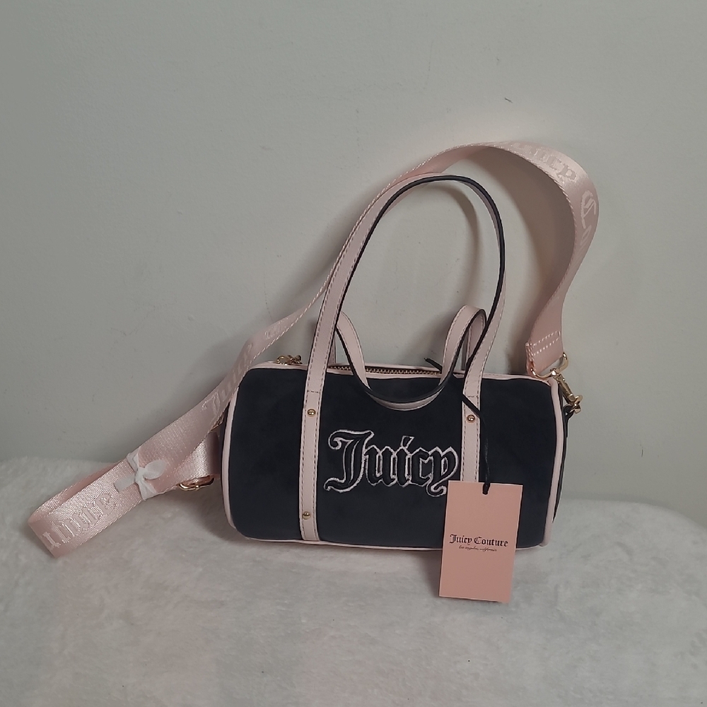 Juicy Couture Black and Pink Crossbody Bag with Sleek Design